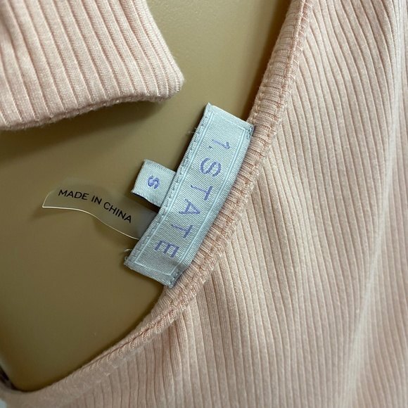 1. State The Artist Shadow One Shoulder Tie Neck Top. Pink. Small. Pastel - Picture 10 of 12